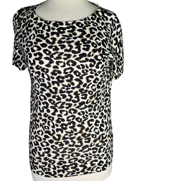 Talbots Top Womens Small Animal Print Cotton Blend Sweater Lightweight Stretch - Picture 1 of 3